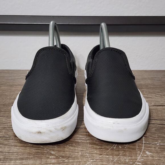 Vans Asher Perforated Leather Women's Slip-On Shoes Sneakers Size 7 Black - Picture 2 of 9